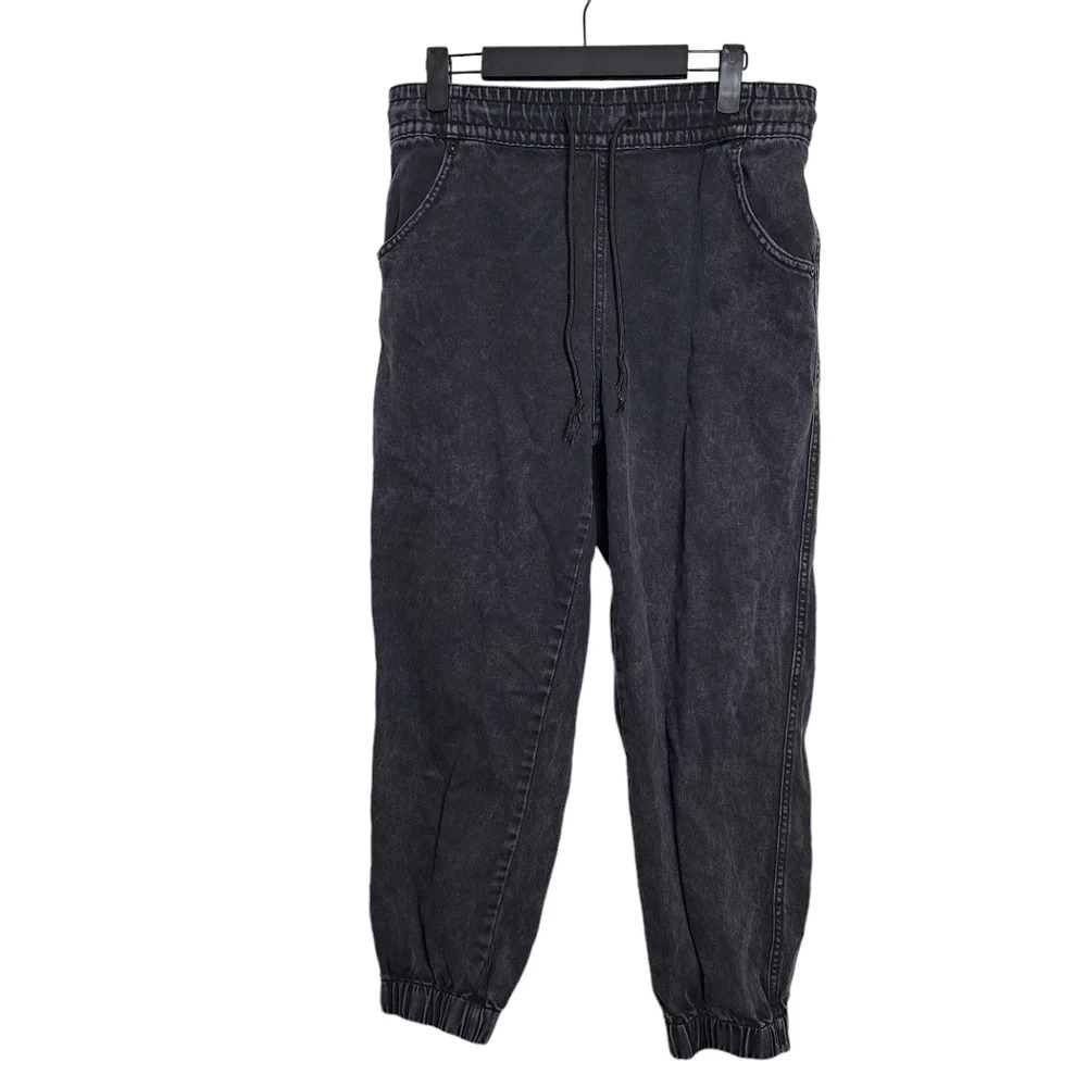 KanCan Black‎ Stone Washed Loose Fit Baggy Elastic Waist Joggers Size Large